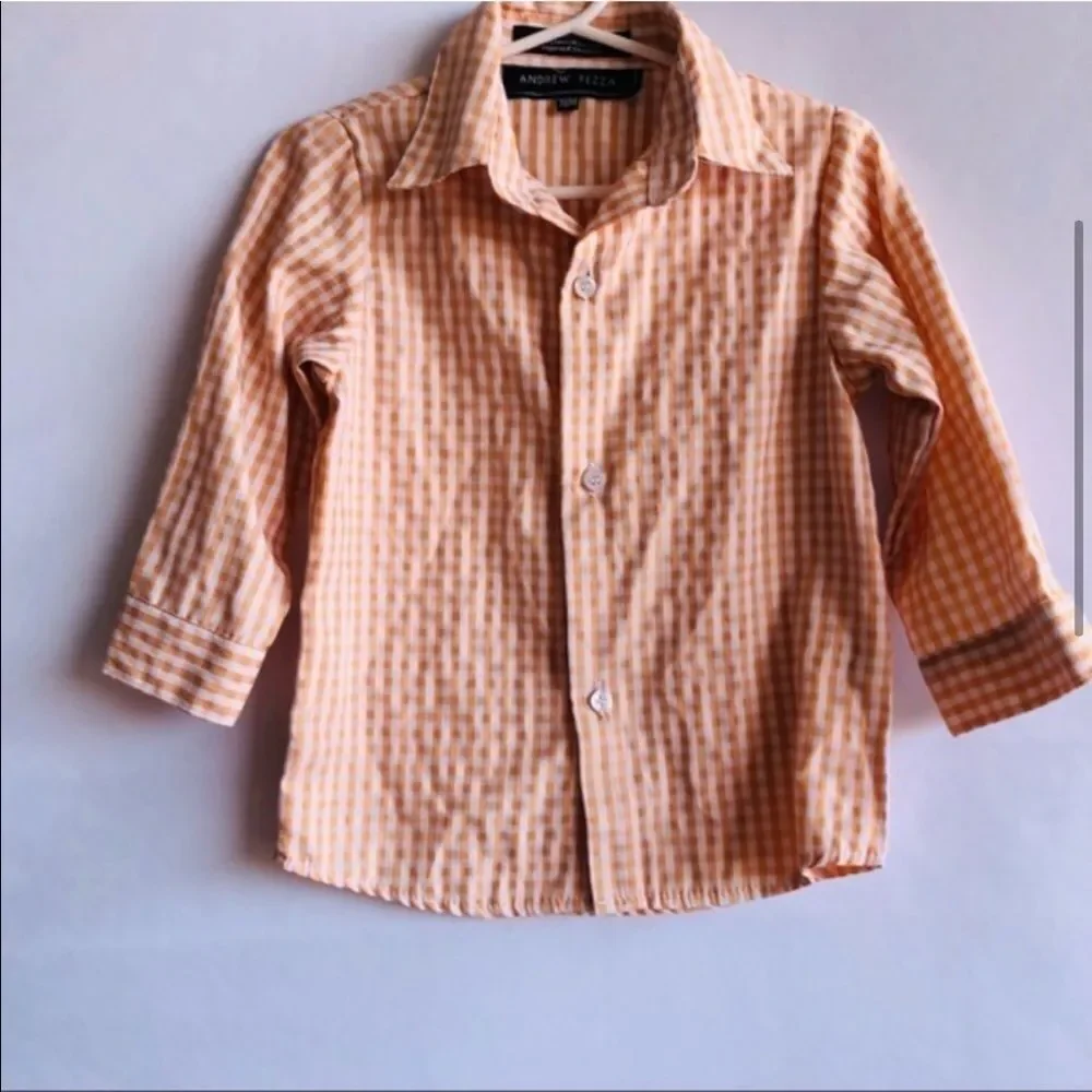 Andrew Fezza Baby Orange Gingham Shirt